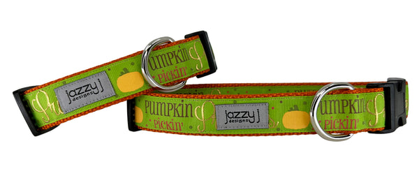 Green Pumpkin Pickin' Princess Dog Collar