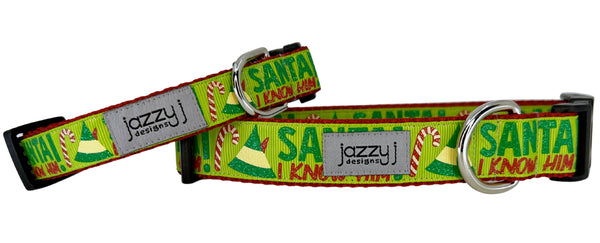 Lime Santa I Know Him Dog Collar