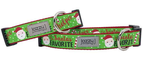 Green Santa's Favorite Helper Dog Collar
