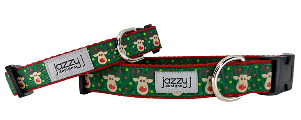 Green Silly Deer Dog Collar