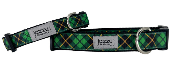 Green Tartan Holiday Dog Collar