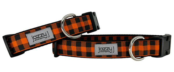 Halloween Buffalo Check Dog Collar
