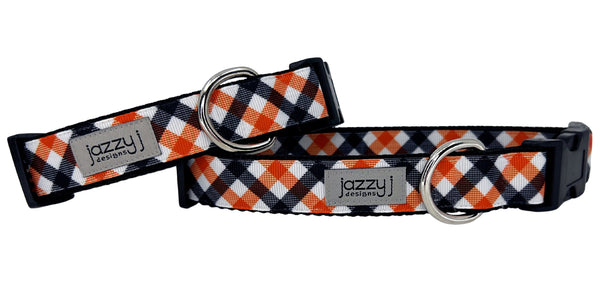 Halloween Plaid on Black Dog Collar