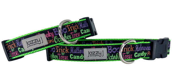Halloween Glitter Words Dog Collar