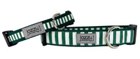 Hunter Green & White Striped Dog Collar