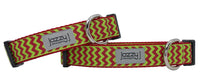 Lime and Red Chevron Dog Collar