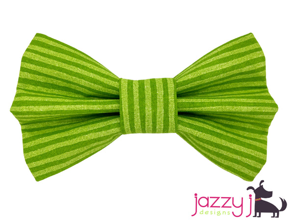 Lime Green Striped Bow Tie