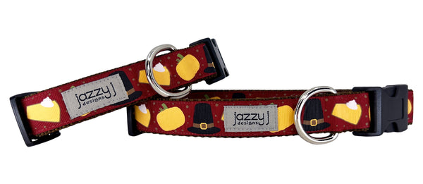 Maroon Pilgrim Thanksgiving Dog Collar