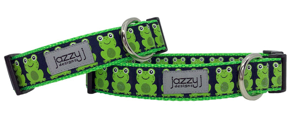 Navy Glitter Frog Dog Collar