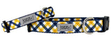 Navy & Gold Plaid on Navy Dog Collar