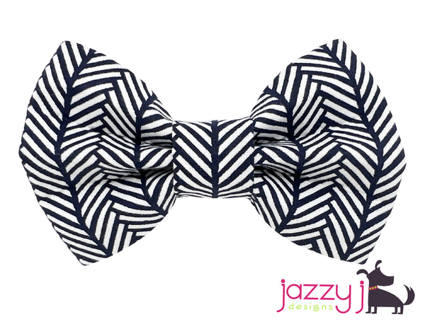 Navy Herringbone Bow Tie