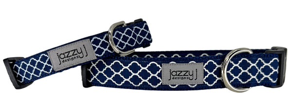 Navy Trellis Dog Collar