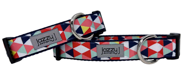 Navy Triangles Dog Collar