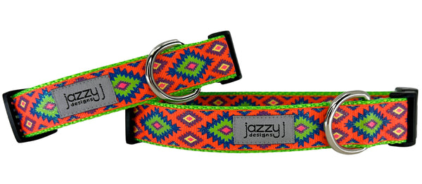 Neon Glitter Aztec Dog Collar