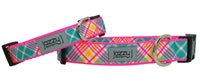 Punch of Pink Plaid Dog Collar