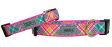 Punch of Pink Plaid Dog Collar