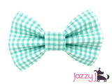 Aqua Gingham Bow Tie