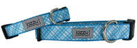 Baby Blue Plaid Dog Collar