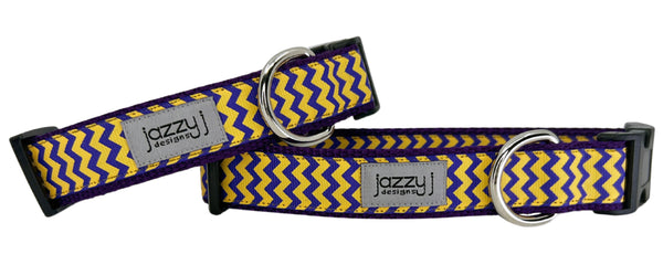 Purple & Gold Chevron Dog Collar