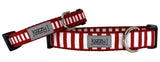 Red & White Striped Dog Collar