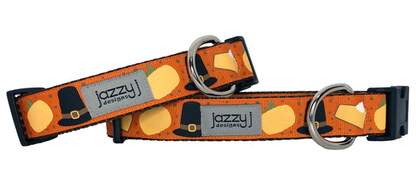 Orange Pilgrim Thanksgiving Dog Collar