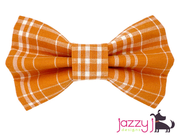 Tangerine Plaid Fall Bow Tie