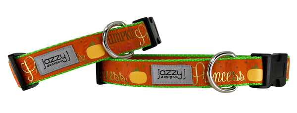 Orange Pumpkin Pickin' Princess Dog Collar