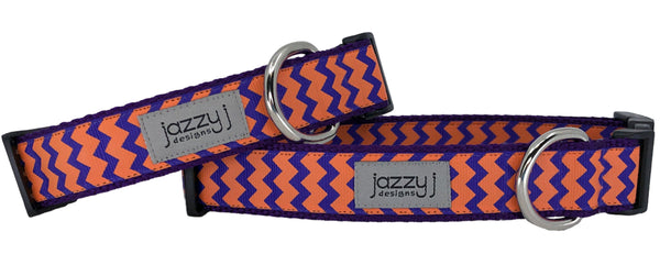 Orange & Purple Chevron Dog Collar
