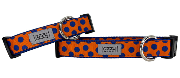 Orange & Blue Polka Dot Dog Collar