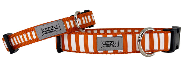 Orange & White Striped Dog Collar