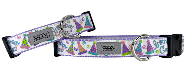 Birthday Girl Party Hats Pastel Dog Collar