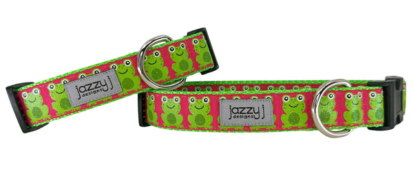 Pink Glitter Frog Dog Collar