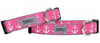 Pink and Silver Anchor Dog Collar