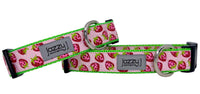 Pink Strawberries on Lime Dog Collar