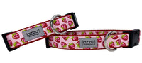 Pink Strawberries on Red Dog Collar