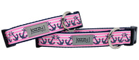 Pink Striped Anchors Dog Collar