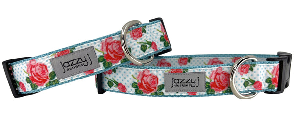 Polka Dot Roses Dog Collar