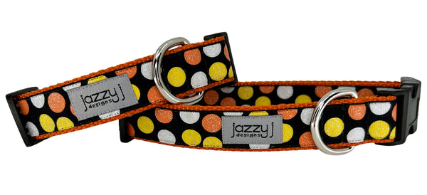 Candy Corn Glitter Dots Dog Collar