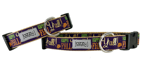 Purple Happy Fall Y'all Dog Collar