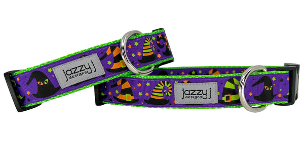 Purple Witch Hats Dog Collar