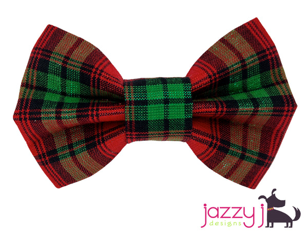 Metallic Plaid Holiday Bow Tie