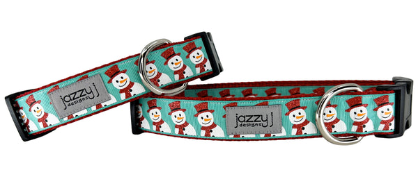 Red Glitter Snowman Dog Collar
