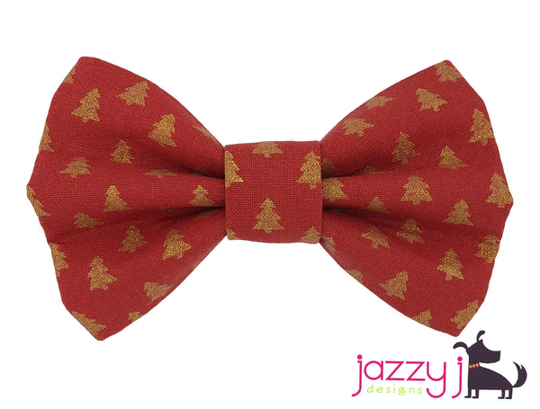 Gold Glitter Trees Bow Tie