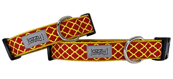 Red & Gold Glitter Trellis Dog Collar