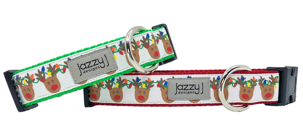 Reindeer Lights Dog Collar