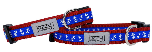 Royal Blue Anchors Dog Collar
