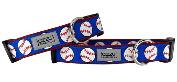 Royal Blue Baseballs Dog Collar