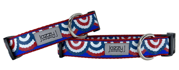 Royal Blue Patriotic Bunting Dog Collar