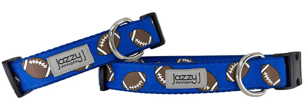 Royal Blue Footballs Dog Collar
