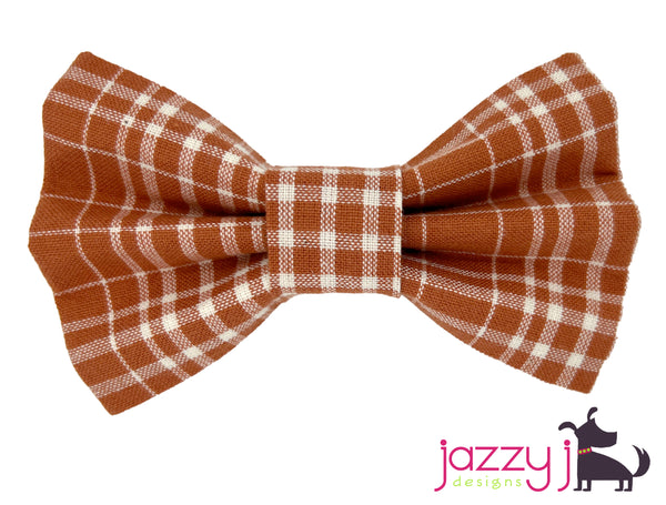 Rust Plaid Fall Bow Tie